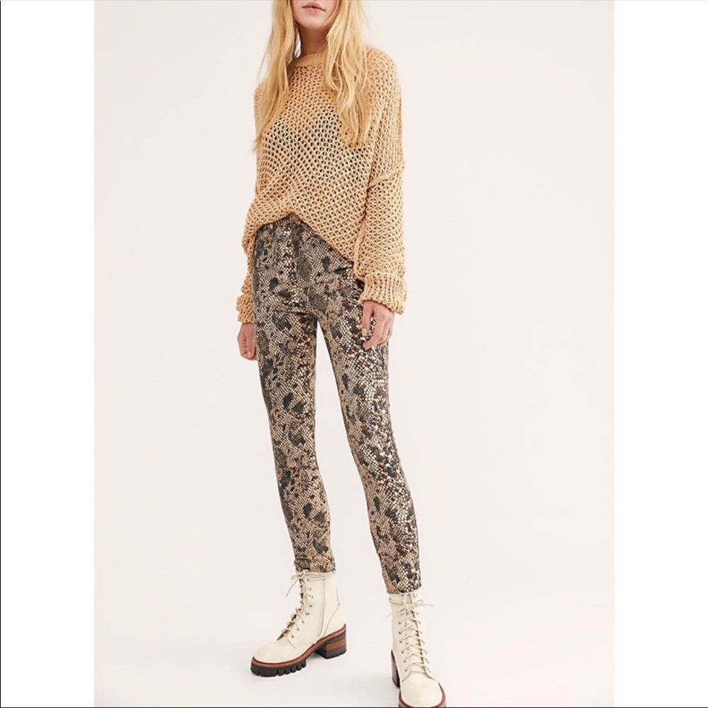 Free People High Rise Jeggings Two Faced Snakeskin - Picture 2 of 13